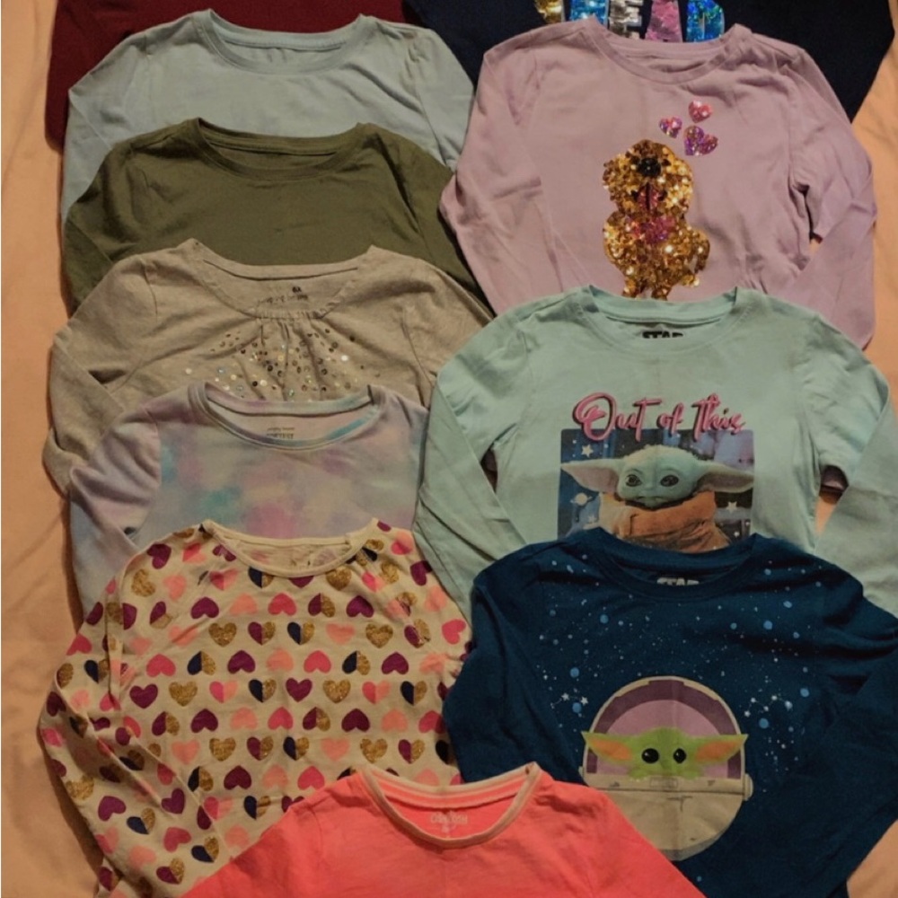 Vibrant Long Sleeve Tees in Mint Pink and Navy